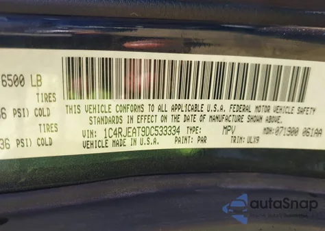 2013 Jeep Grand Cherokee Laredo из США, поврежденный, VIN 1C4RJEAT9DC533334